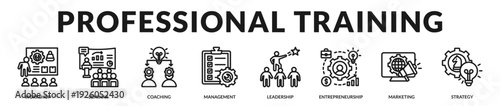 Professional training banner focused on strategic capability building and executive development programs. in Lineal Icon Style