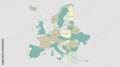 Detailed Political Map of Europe with All Countries Labeled and Clearly Delineated for Geography and Education