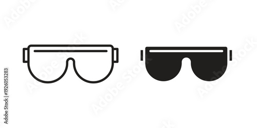 Safety goggles icon, line symbols on white background. EPS10