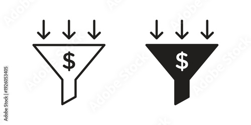 Sales funnel icon, line symbols on white background. EPS10