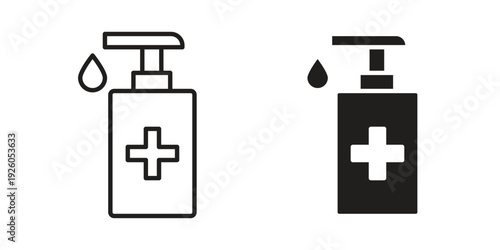 Sanitizer icon, line symbols on white background. EPS10