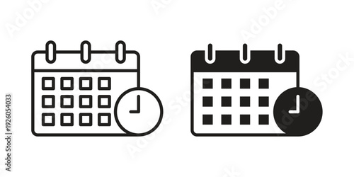 Schedule icon, line symbols on white background. EPS10