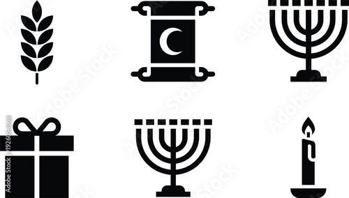 Coffee brewing icon set, black silhouette vector of French press, Moka pot, coffee bean, espresso cup, ladle, and pour over dripper