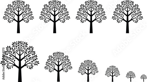 Construction hand tools icon set, black silhouette vector of hammer, screwdriver, power drill, toolbox, ladder, paintbrush, and level for repair