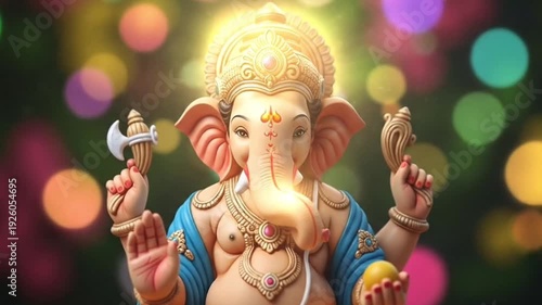 Gudi padwa ganesha: hindu deity divine essence celebrating the joyous convergence of cultural traditions and auspicious beginnings in the vibrant spirit of the hindu new 