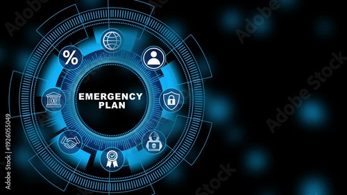 Advanced crisis preparedness dashboard featuring Emergency Plan technology with secure digital response monitoring and disaster management interface system 4K animation video