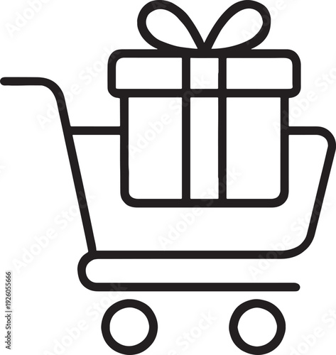 Gift in shopping cart icon