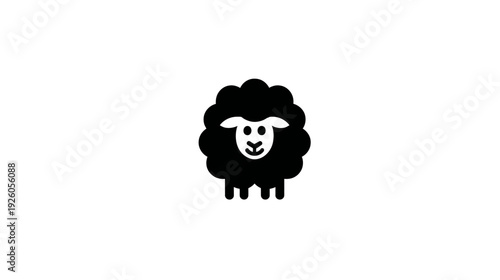 Minimalist black sheep icon illustration, cute graphic vector design element for farm animal concepts, unique symbol