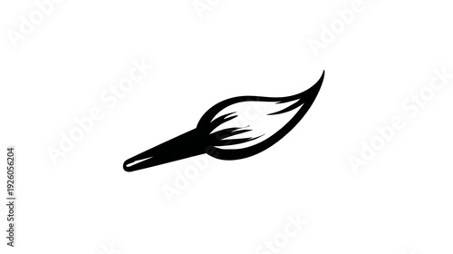 Black and white stylized paintbrush illustration for art, creativity, design, and drawing concepts.