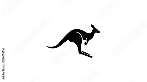 Dynamic black kangaroo silhouette vector illustration on a clean white background, representing Australian wildlife and nature