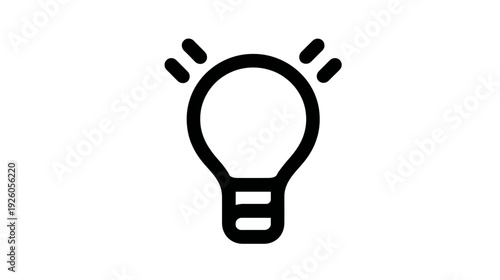 Glowing light bulb icon: symbol of brilliant idea, innovation, inspiration, creative thinking, solution, and knowledge