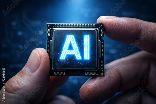hand holding ai chip