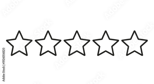 Five black stars aligned horizontally on a white background representing a rating