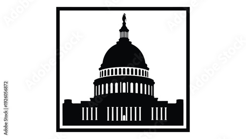 Icon of the united states capitol building isolated on white background, Vector