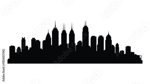 A black silhouette of a city skyline on a white background isolated on white background, Vector