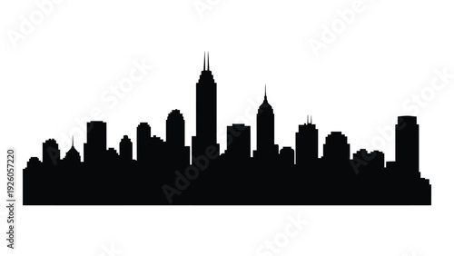 A black silhouette of a city skyline on a white background isolated on white background, Vector