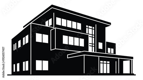 A large building with many windows and balconies isolated on white background, Vector