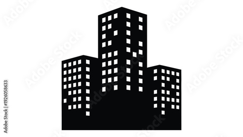 A black silhouette of a city skyline with tall buildings isolated on white background, Vector