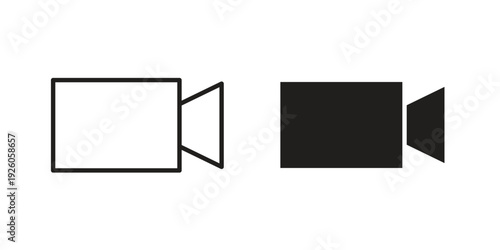 Video call icon, line symbols on white background. EPS10