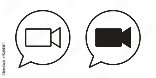 Video chat icon, line symbols on white background. EPS10