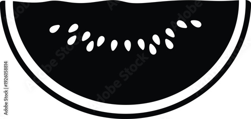 Black and white illustration of a watermelon slice