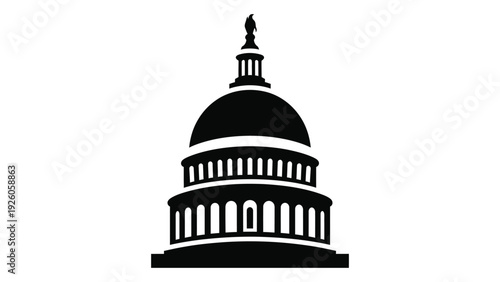 Icon of the united states capitol building isolated on white background, Vector