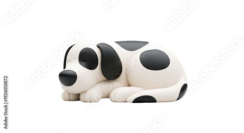 Cute cartoon dog sleeping, cream and black spots