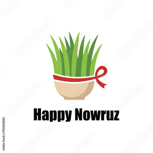 Happy Nowruz Greeting Card with Green Sprouts