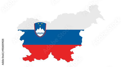 Slovenia Map with National Flag - Geographic Outline and Patriotic Symbol