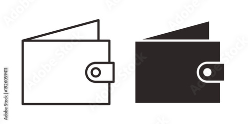 Wallet icon, line symbols on white background. EPS10