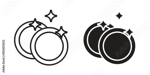 Washing dishes icon, line symbols on white background. EPS10