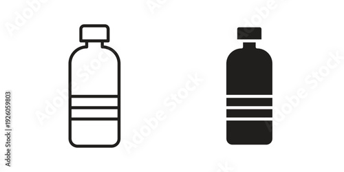 Water bottle icon, line symbols on white background. EPS10