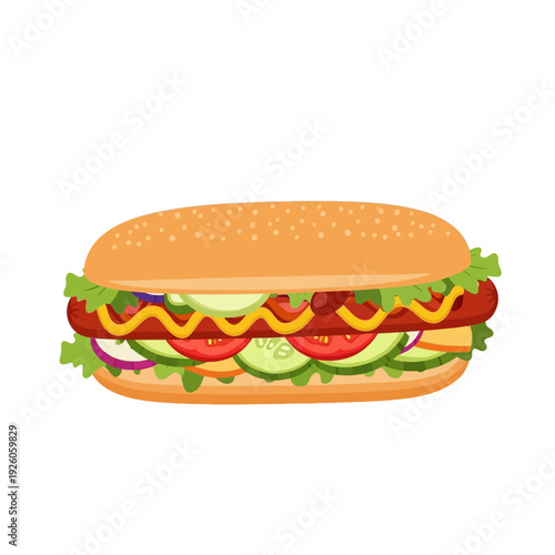 Delicious Hot Dog with Toppings on White Background