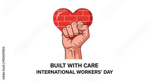 International Workers' Day icon, Built With Care heart hand logo