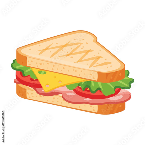 Delicious Toasted Sandwich with Ham, Cheese, Tomato, and Lettuce