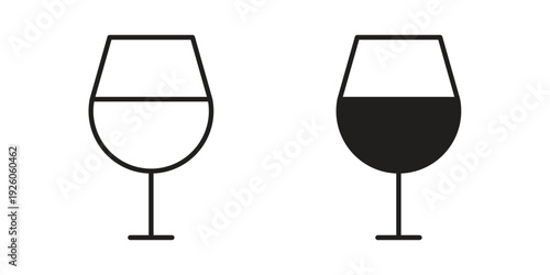 Wine glass icon, line symbols on white background. EPS10