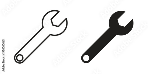 Wrench icon, line symbols on white background. EPS10