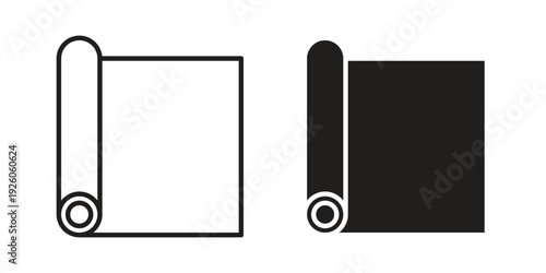Yoga mat icon, line symbols on white background. EPS10