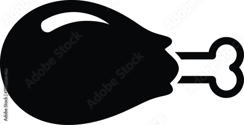 Chicken leg silhouette with bone