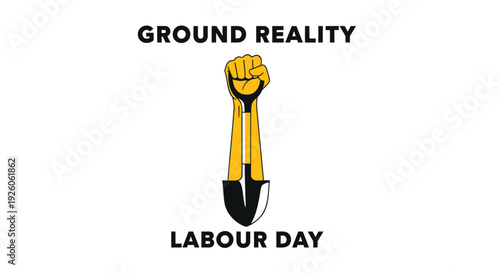 Labour Day icon with shovel and fist