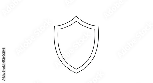 Simple line drawing of a shield isolated on a white background