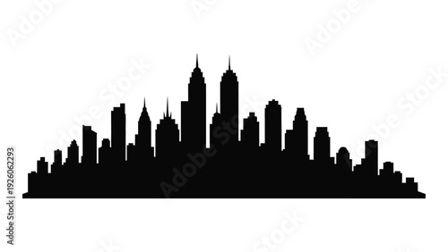 A black silhouette of a city skyline at dusk isolated on white background, Vector