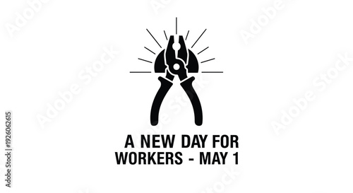 Labor day icon, workers symbol with sunburst