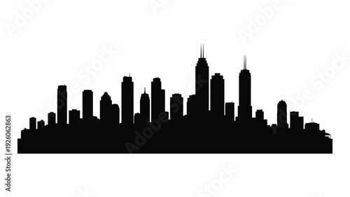 A black silhouette of a city skyline on a white background isolated on white background, Vector