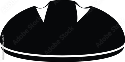 Simple black beret illustration on white background