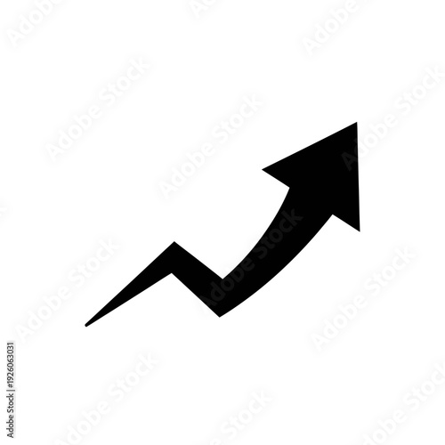 A black arrow pointing upwards on a white background