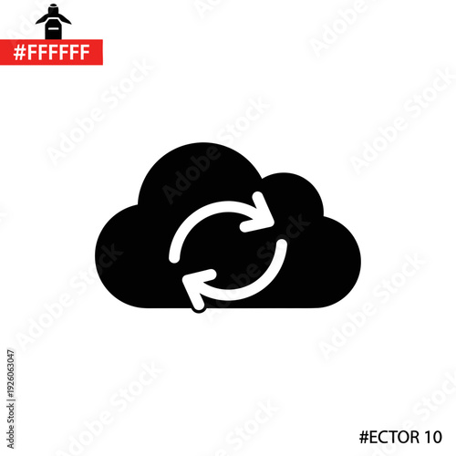 A black cloud icon with a white circular arrow