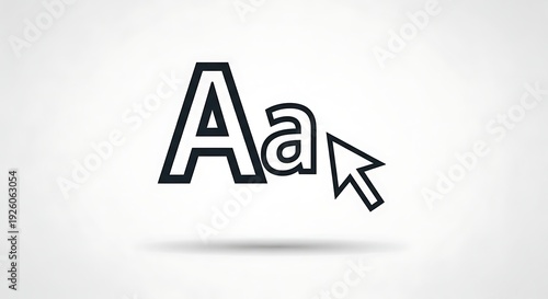 A computer cursor points to stylized letters