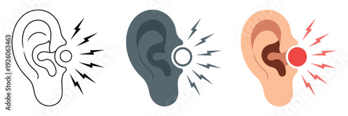 Ear pain icon, body and painful ear ache sign, medical symptom vector illustration for healthcare