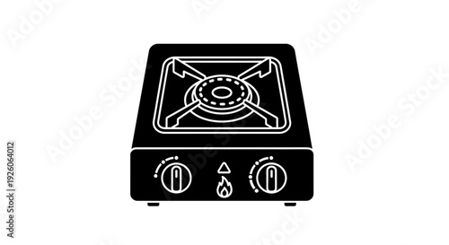 Portable Gas Stove Single Burner Minimalist Icon Vector